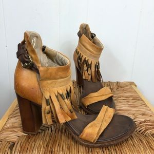 Free People AS98 Fringe Heeled Sandals Sz 39